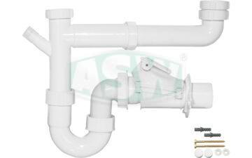 PP white double sink tubular trap