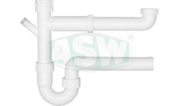 PP white double sink tubular trap