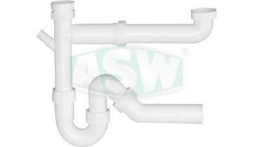 PP white double sink tubular trap