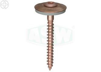 Copper-plated stainless steel metal screws, Ø 15 mm