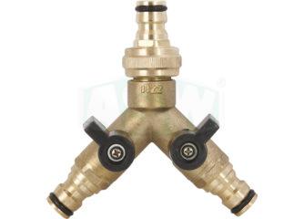 Two-way distributor piece, raw brass