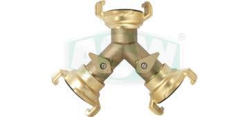 Two-way distributor piece, raw brass