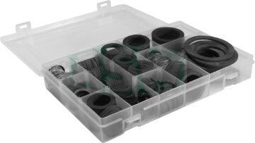 Rubber screw fitting seal assortment with insert